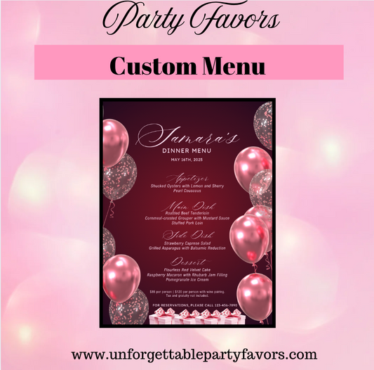 Custom Designed Menus